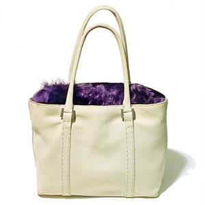 💸SOLD💸 NEW ITALY Nubuck Leather w/Purple Fur Shoulder Bag